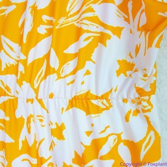 NEW Eloquii yellow floral Dolman Sleeve Maxi Dress with Slit,18 - Picture 13 of 16